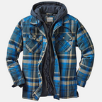 Men's Warm Hooded Overshirt Jacket Printed Quilted Layer