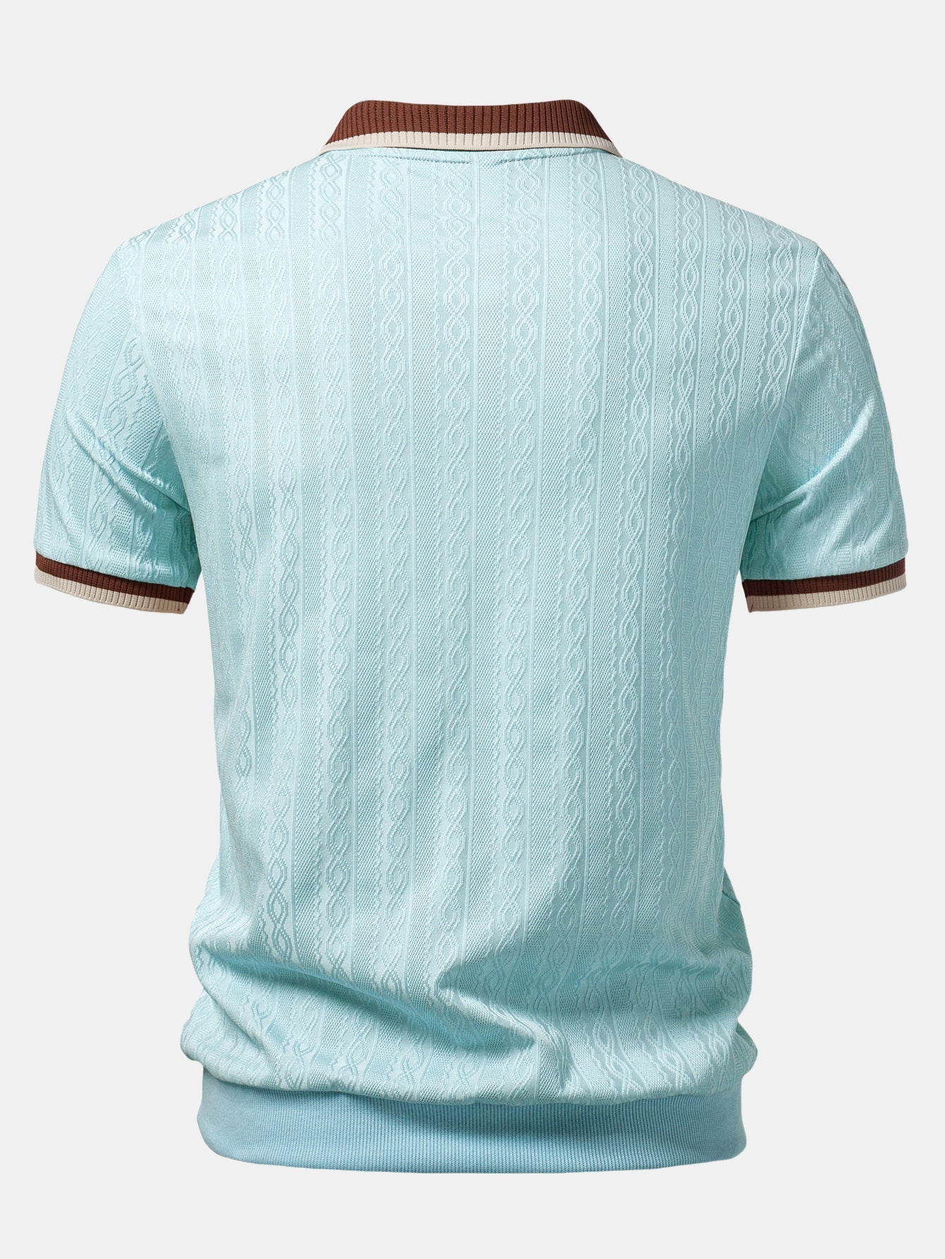 Men's Textured Knit Polo Quarter Zip Tailored Fit