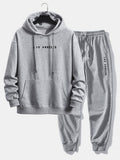 Men's Relaxed Cotton Blend Hoodie Tracksuit Printed Jogger Set