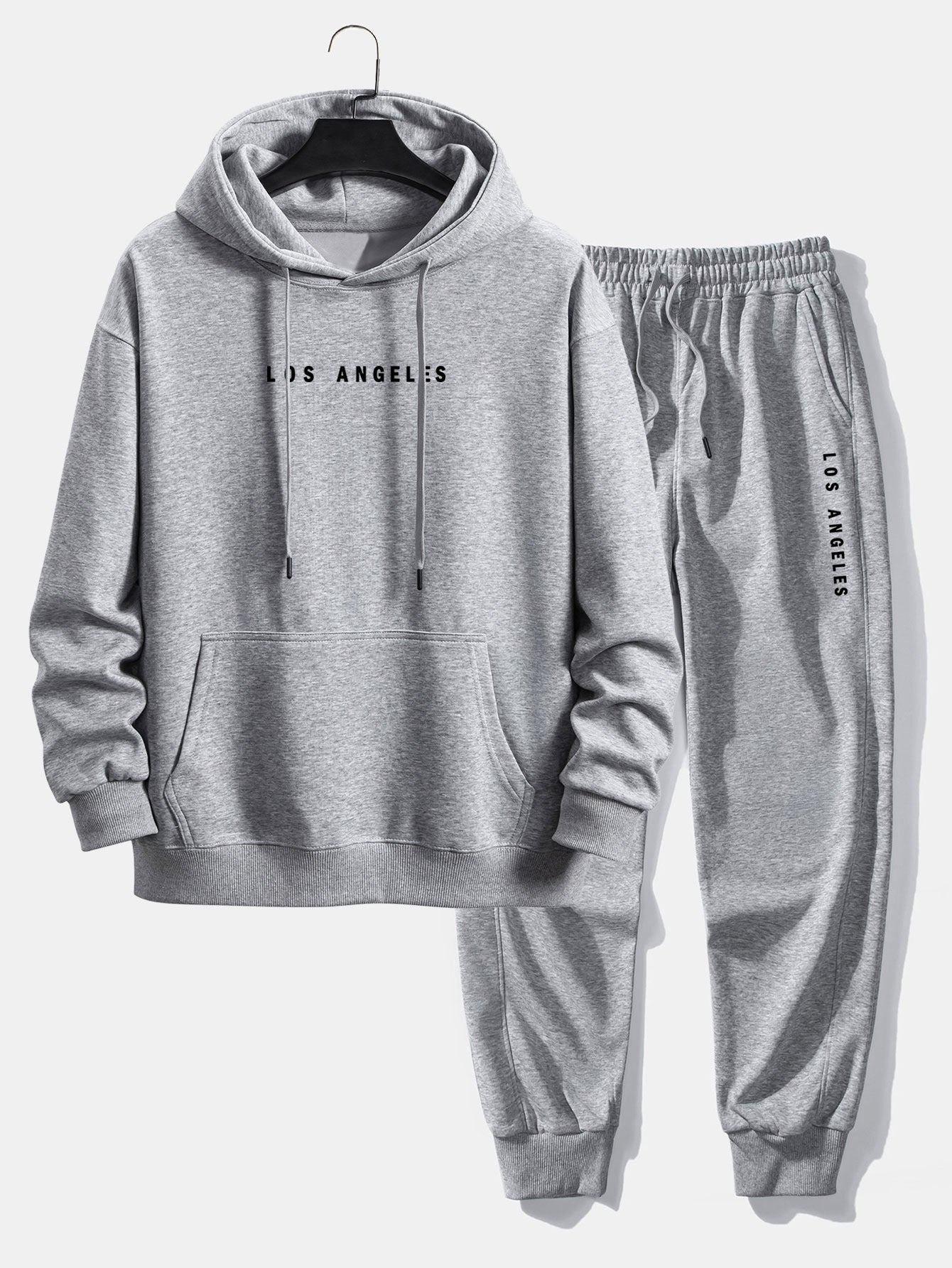 Men's Relaxed Cotton Blend Hoodie Tracksuit Printed Jogger Set