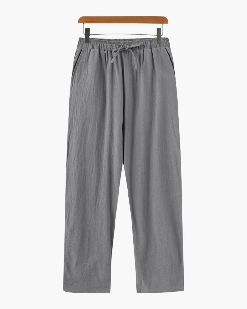 Men's Relaxed Linen Drawstring Trousers Everyday Comfort Pants