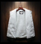 Men's Fur Lined Denim Jacket Button Front Layer