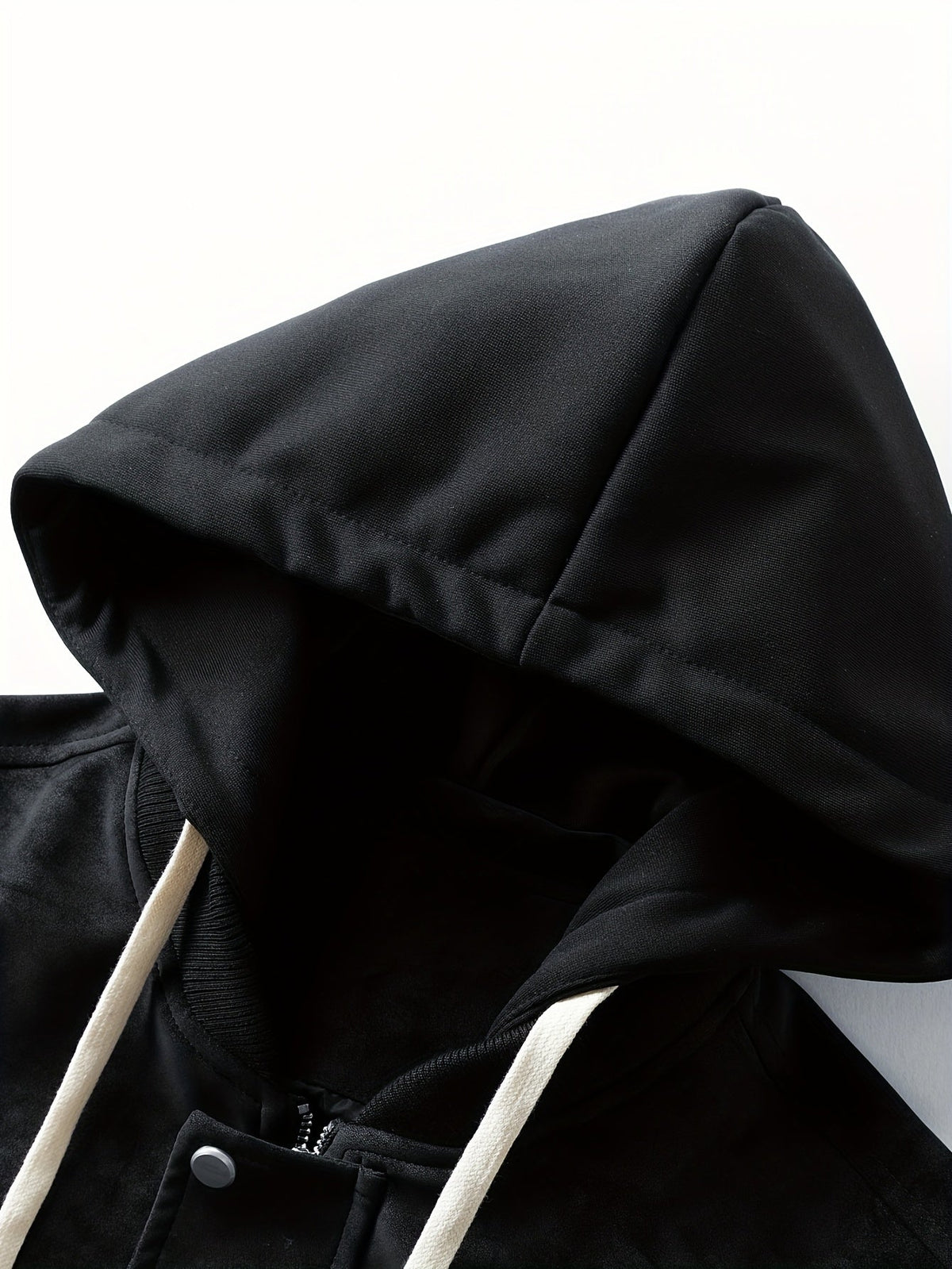 Women's Drawstring Hood Zip Jacket with Ribbed Cuffs and Hem