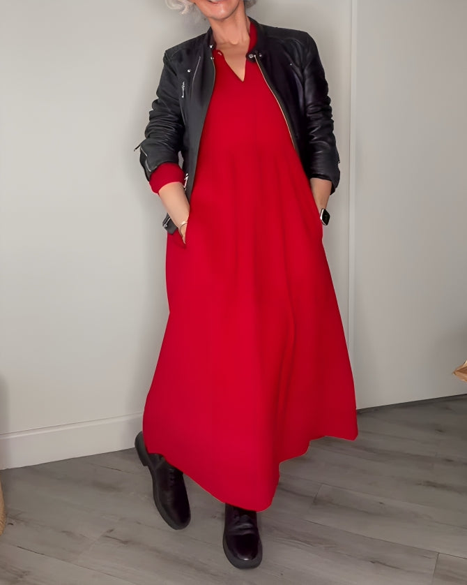Women's Maxi Dress Relaxed Long Sleeve Cocktail Silhouette