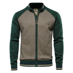 Men's 100% Cotton Zip Up Cardigan Soft Stand Knit