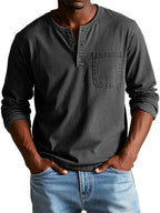 Men's Long Sleeve Henley Shirt Relaxed Casual Layer
