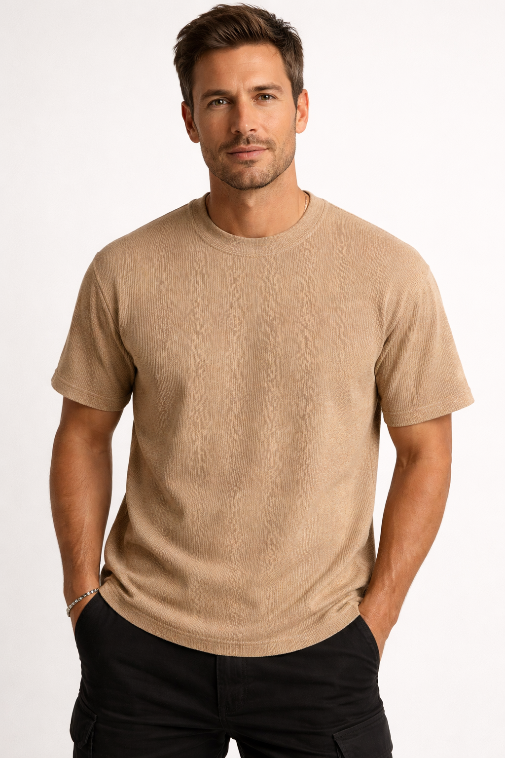 Men's Textured Short Sleeve T Shirt Relaxed Fit Summer