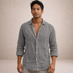 Men's Regular Fit Linen Button Down Casual Shirt
