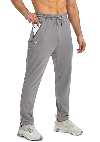 Men's Tapered Joggers Lightweight Stretch Training Trousers with Secure