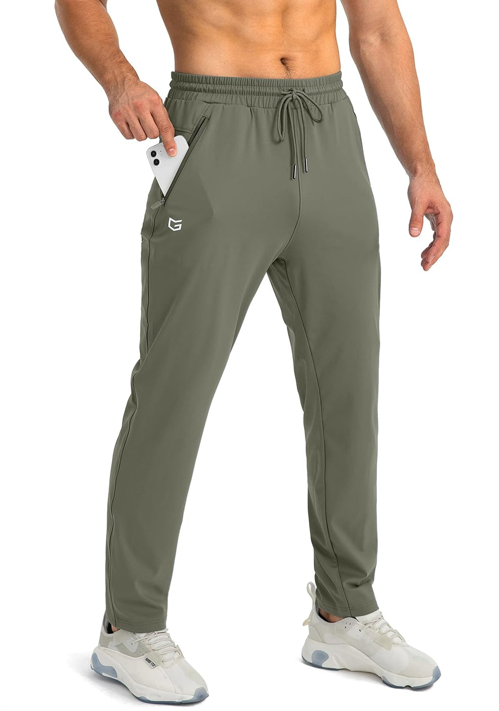 Men's Tapered Joggers Lightweight Stretch Training Trousers with Secure