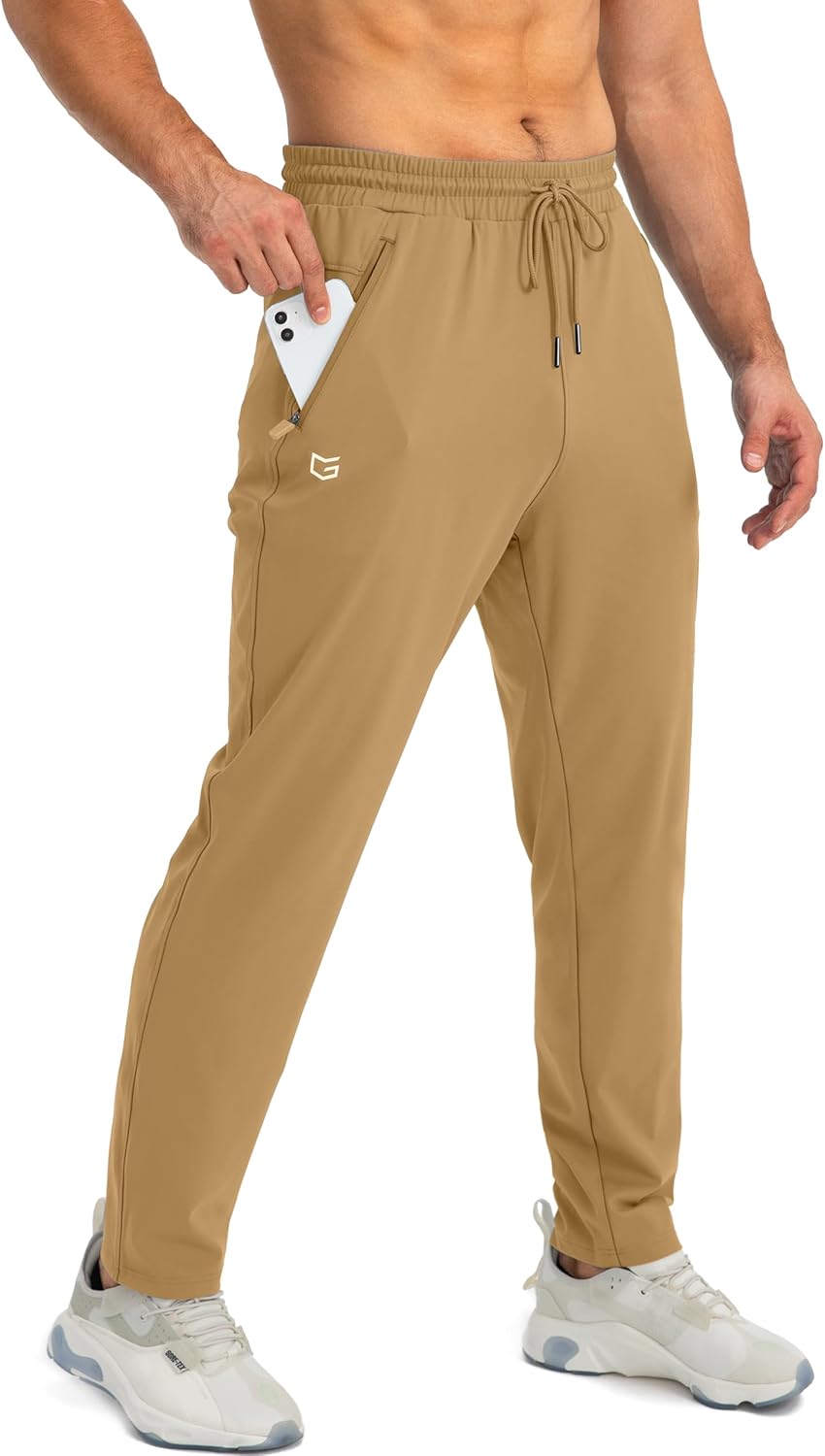 Men's Tapered Joggers Lightweight Stretch Training Trousers with Secure
