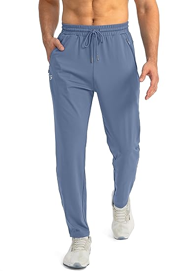 Men's Tapered Joggers Lightweight Stretch Training Trousers with Secure