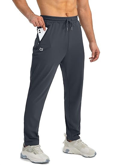 Men's Tapered Joggers Lightweight Stretch Training Trousers with Secure