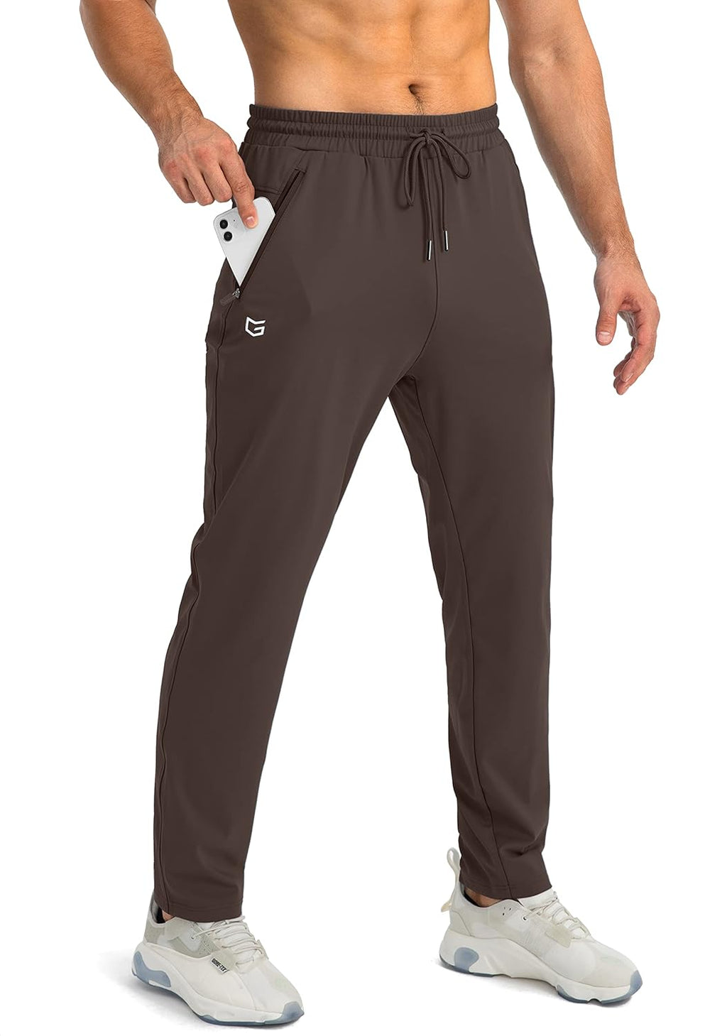 Men's Tapered Joggers Lightweight Stretch Training Trousers with Secure