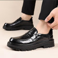 Men's Leather Moc Toe Penny Strap Slip On Loafers