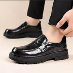 Men's Leather Moc Toe Penny Strap Slip On Loafers
