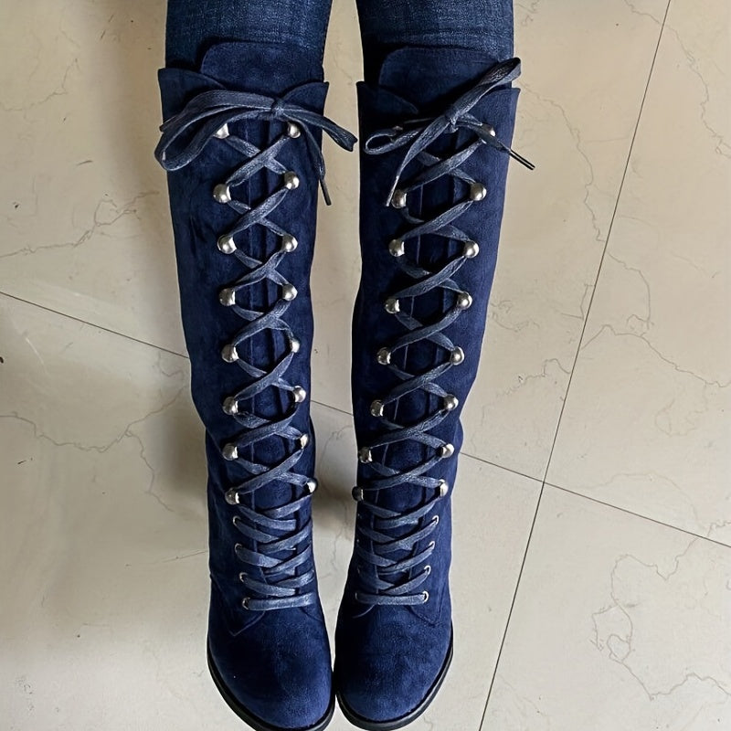 Women's Laced Shaft Tall Boots for Dresses and Skirts