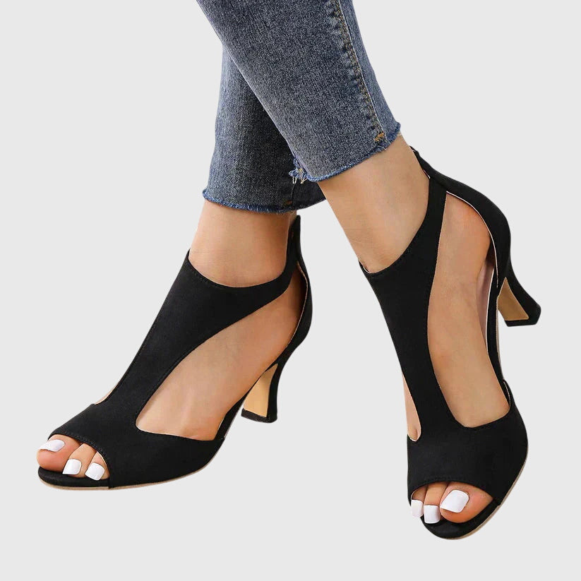 Women's Orthopedic Stretch Knit Heels for All-Day Wear - Black
