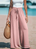 Women's Tie-Waist Palazzo Trousers – Wide-Leg Pants