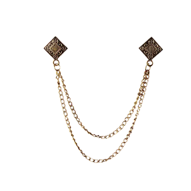 Men's Double Chain Brooch Vintage Inspired Accent for Jackets