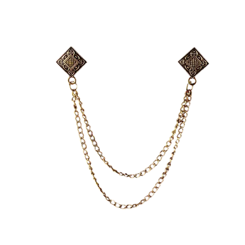Men's Double Chain Brooch Vintage Inspired Accent for Jackets