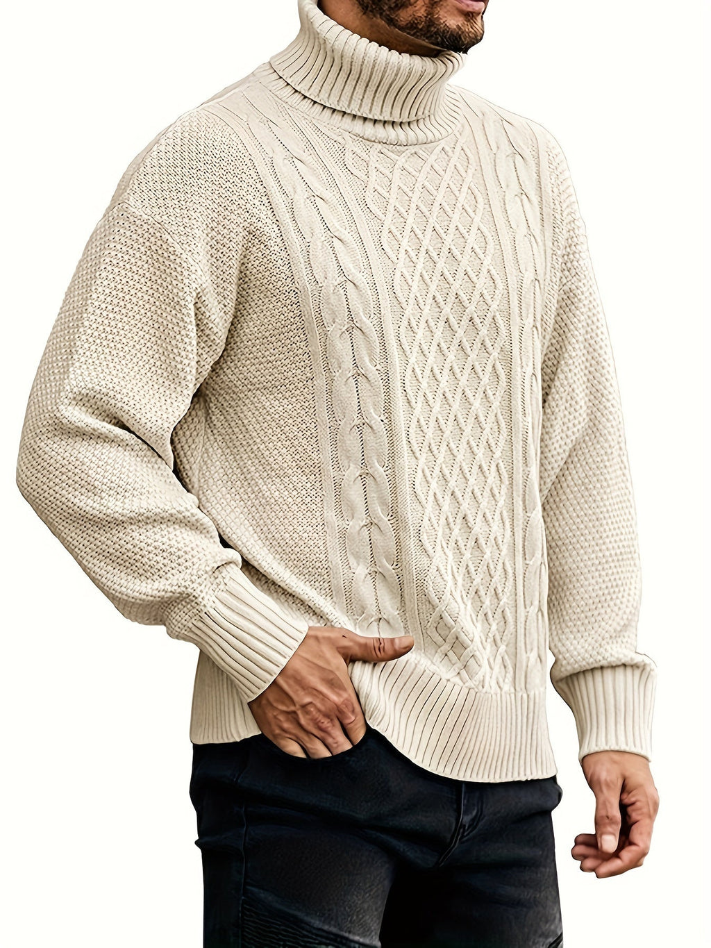 Women's Warm Turtleneck Cable Sweater in 2XL and 3XL