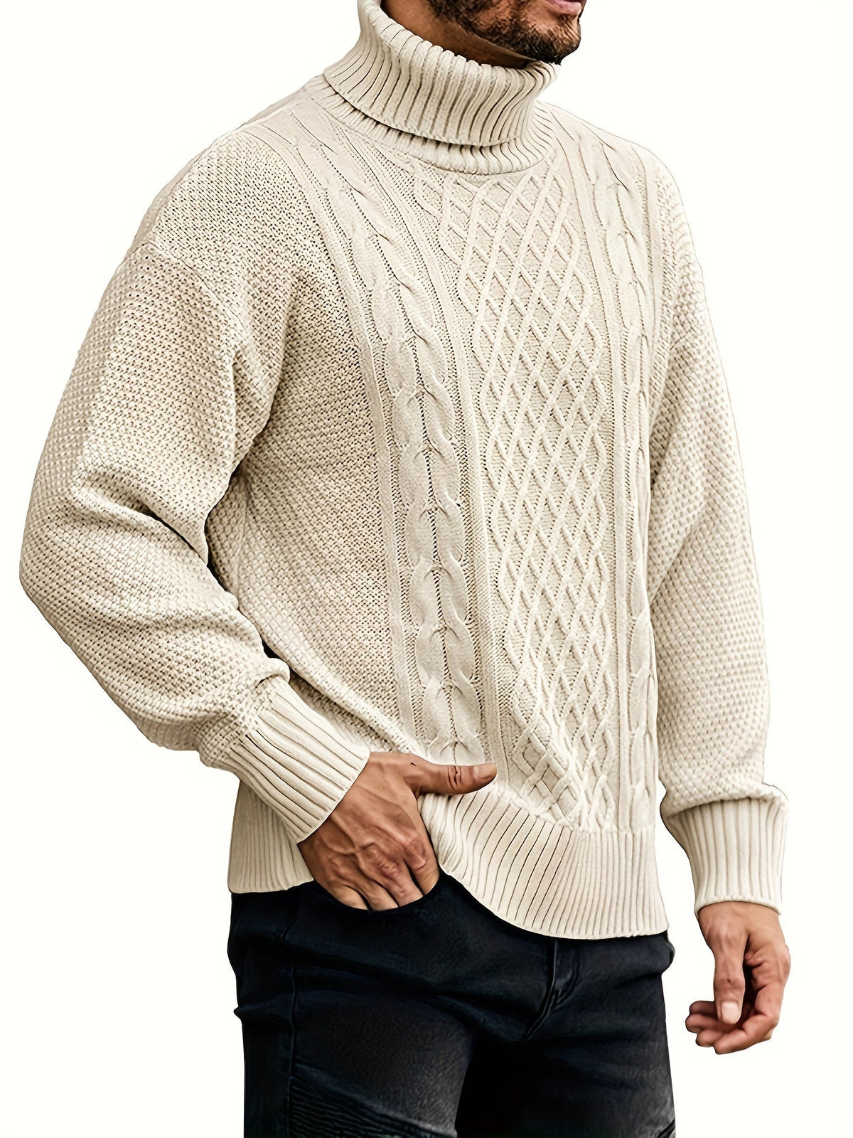 Women's Warm Turtleneck Cable Sweater in 2XL and 3XL
