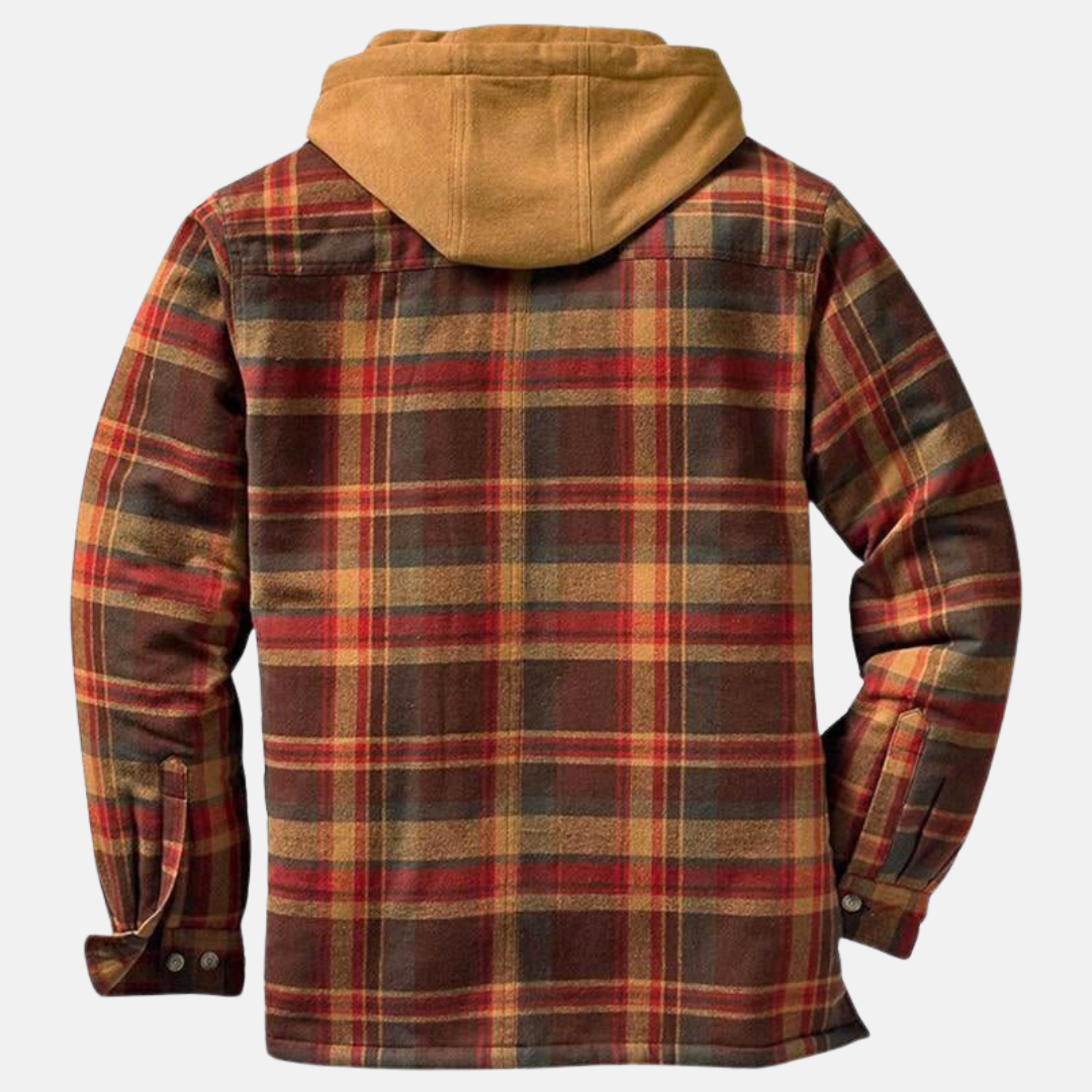 Men's Warm Hooded Overshirt Jacket Printed Quilted Layer