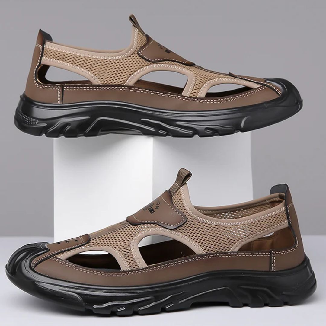 Men's Closed Toe Mesh Trekking Sandals Rugged Grip Sole