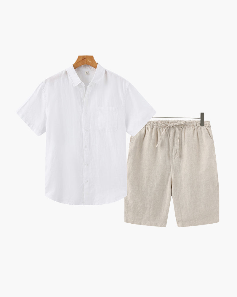 Men's Linen Shirt and Shorts Relaxed Summer Set
