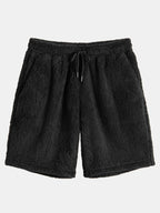 Men's Teddy Fleece Hoodie and Shorts Set Relaxed Two