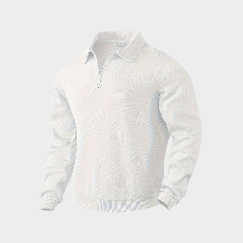 Men's Textured Half Zip Sweatshirt Smart Casual Polo Style