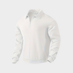 Men's Textured Half Zip Sweatshirt Smart Casual Polo Style