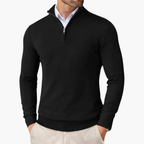 Men's Quarter Zip Pullover Ribbed Hem Knit Top