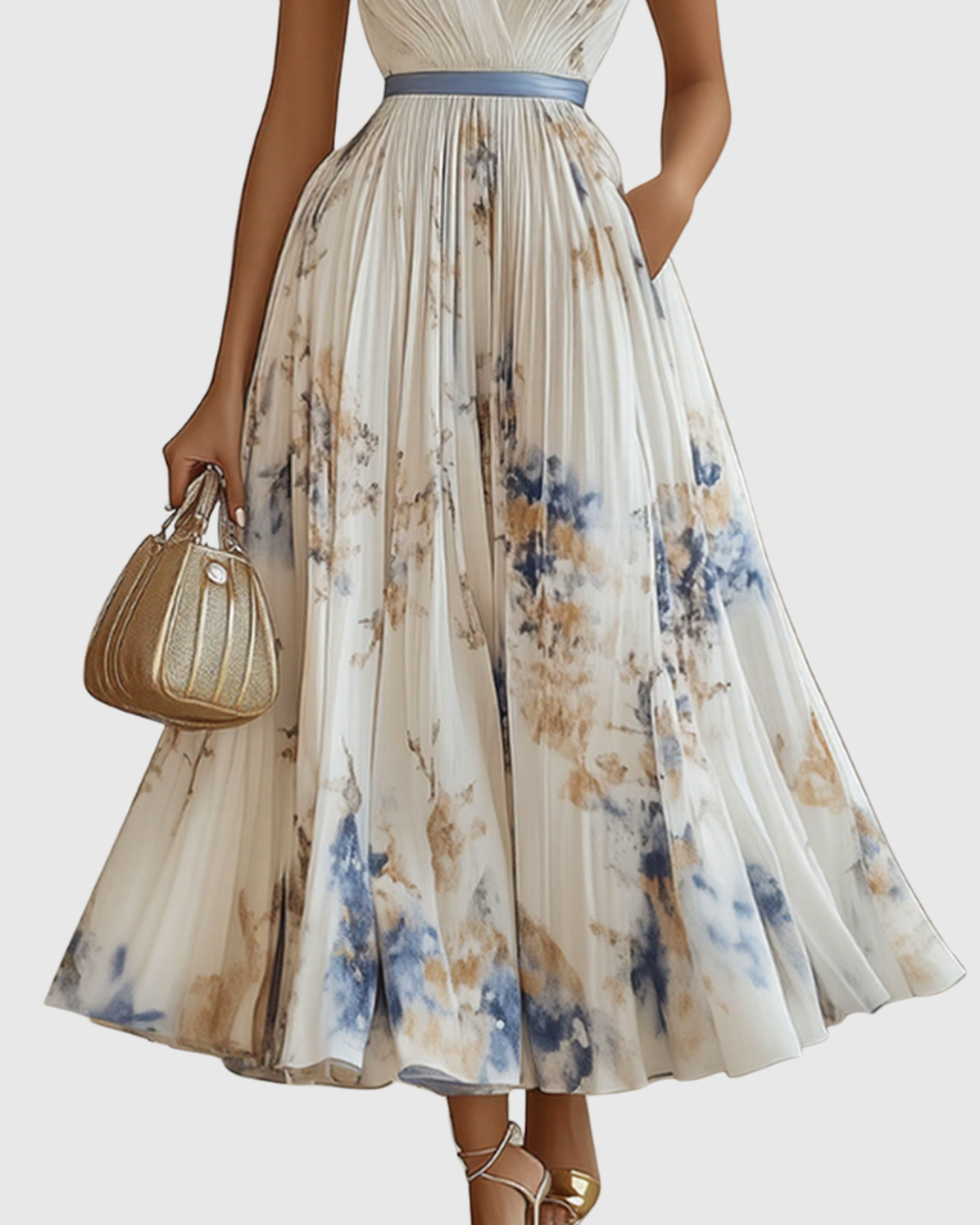 Women's Elegant Pleated Maxi Dress