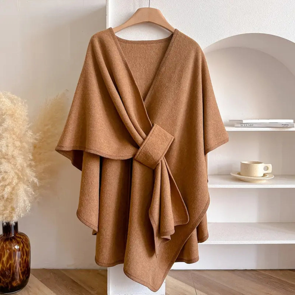 Women's Belted Poncho Coat – Windproof Layer