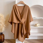 Women's Belted Poncho Coat – Windproof Layer