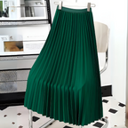 Women's Pleated Midi Skirt High Waist A-Line Style