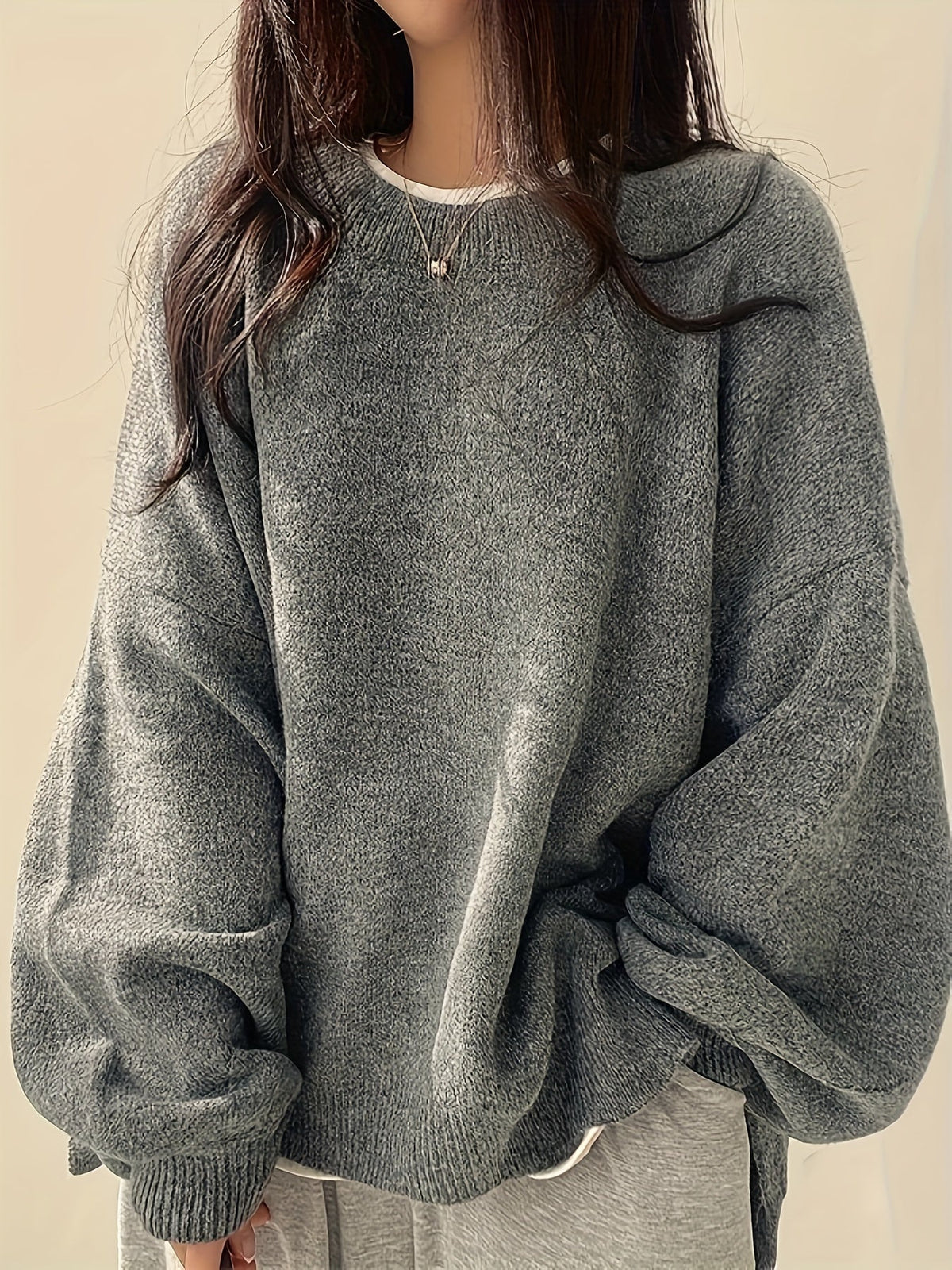 Women's Heavyweight Crew Neck Sweater for Cold Days