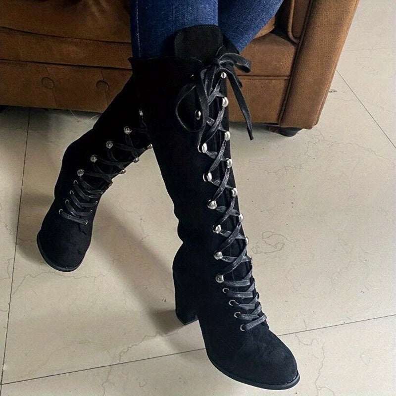 Women's Laced Shaft Tall Boots for Dresses and Skirts