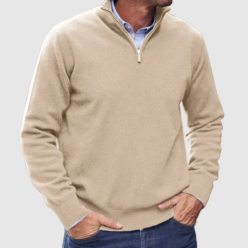 Men's Quarter Zip Sweater Refined Knit Layer for Smart