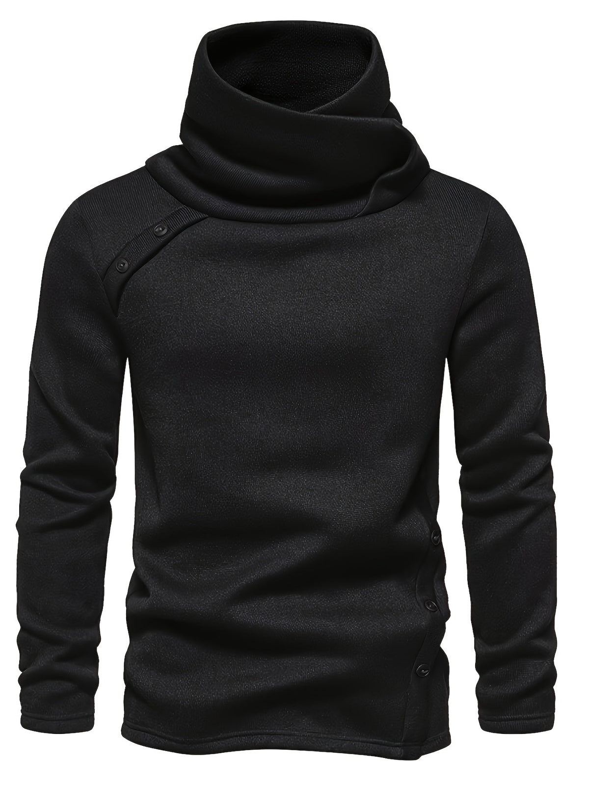 Women's Long Sleeve Draped Collar Sweater with Buttons