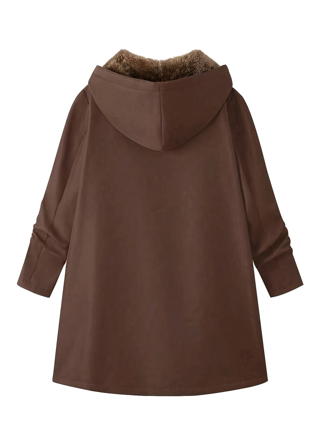 Women's Longline Hooded Winter Coat with Full-Length Zip
