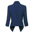 Women's Open-Front Blazer – Ruched-Sleeve Smart Layer