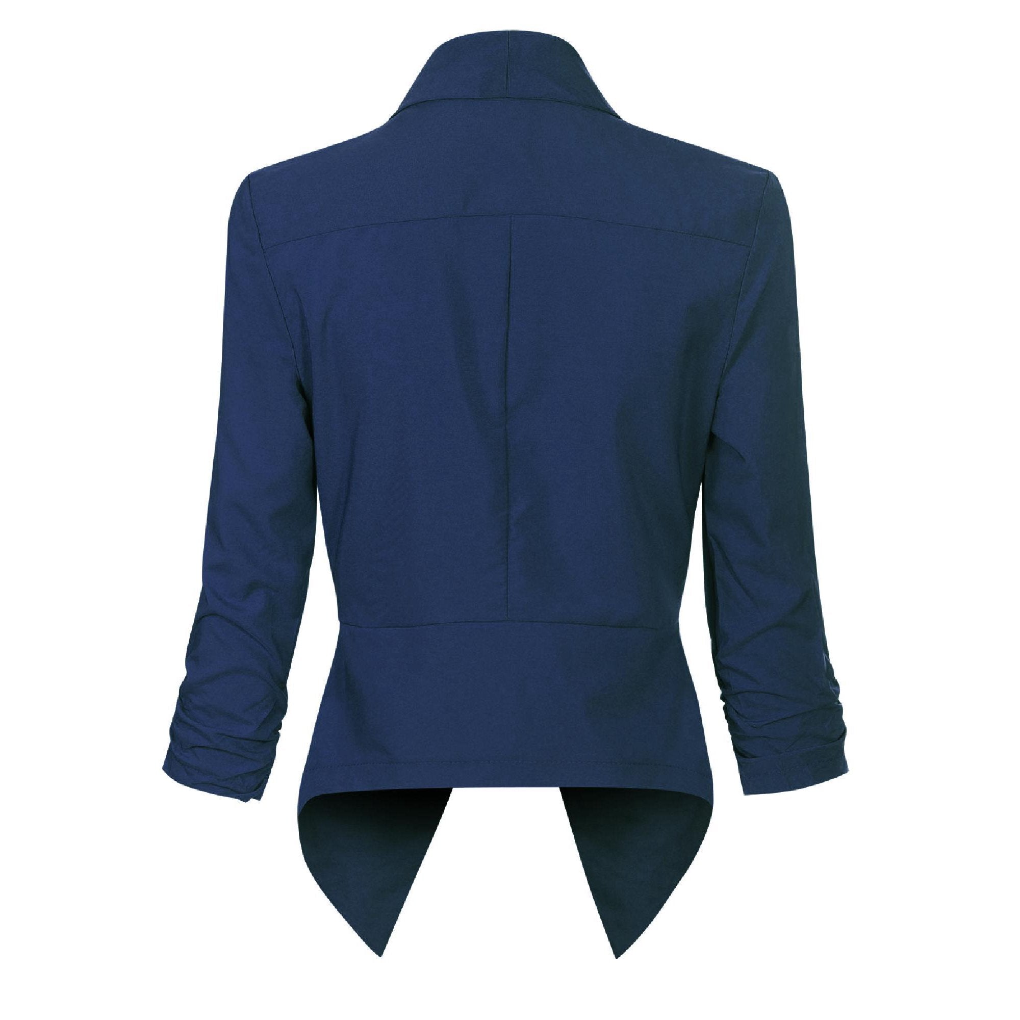 Women's Open-Front Blazer – Ruched-Sleeve Smart Layer