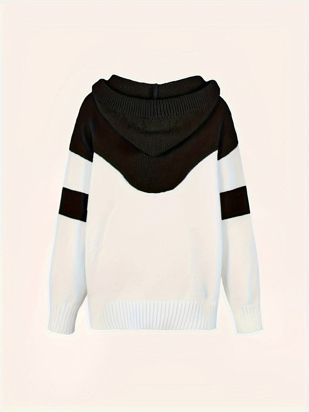 Women's Drawstring Hood Two-Tone Relaxed Pullover Hoodie