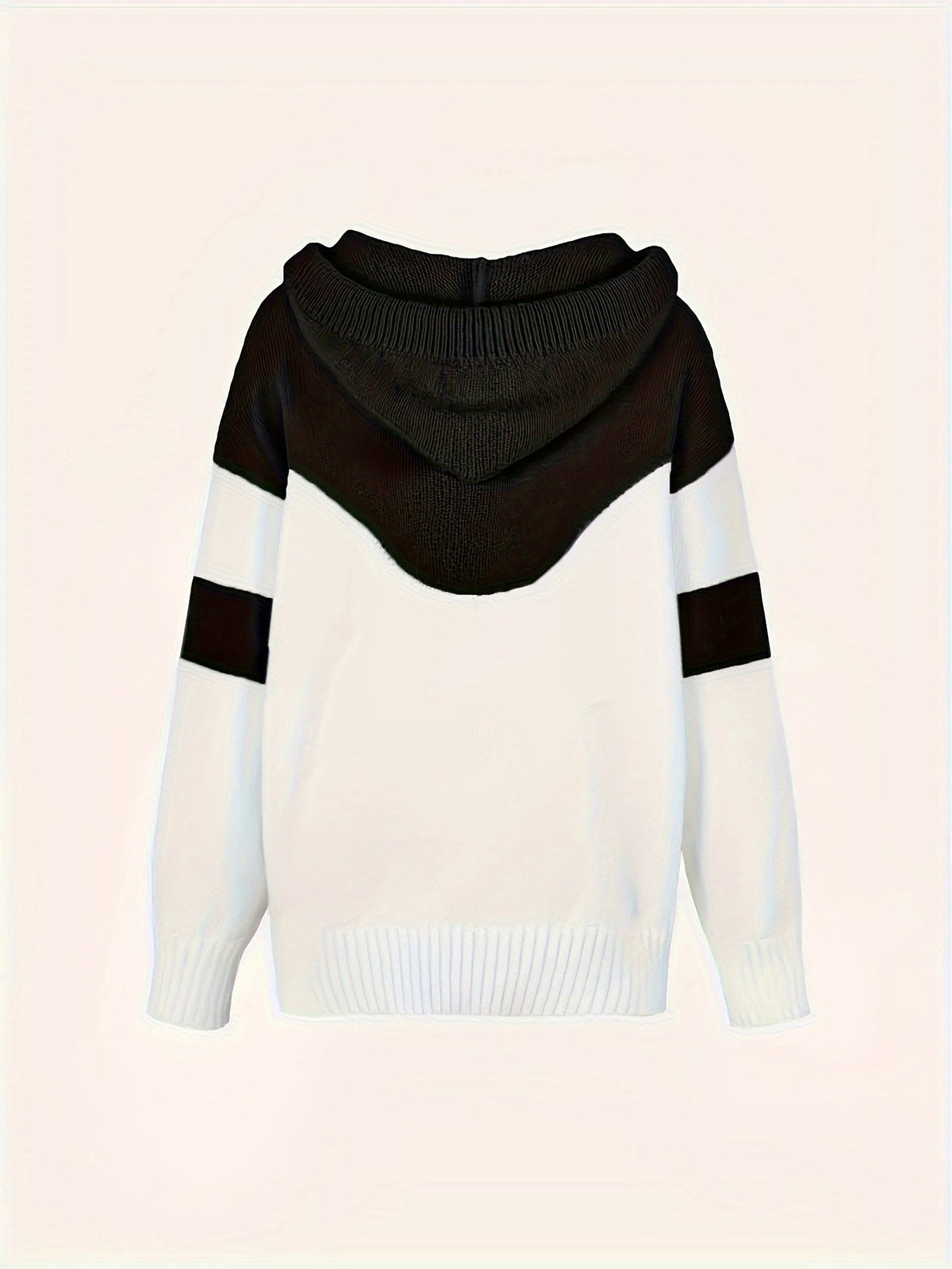 Women's Drawstring Hood Two-Tone Relaxed Pullover Hoodie