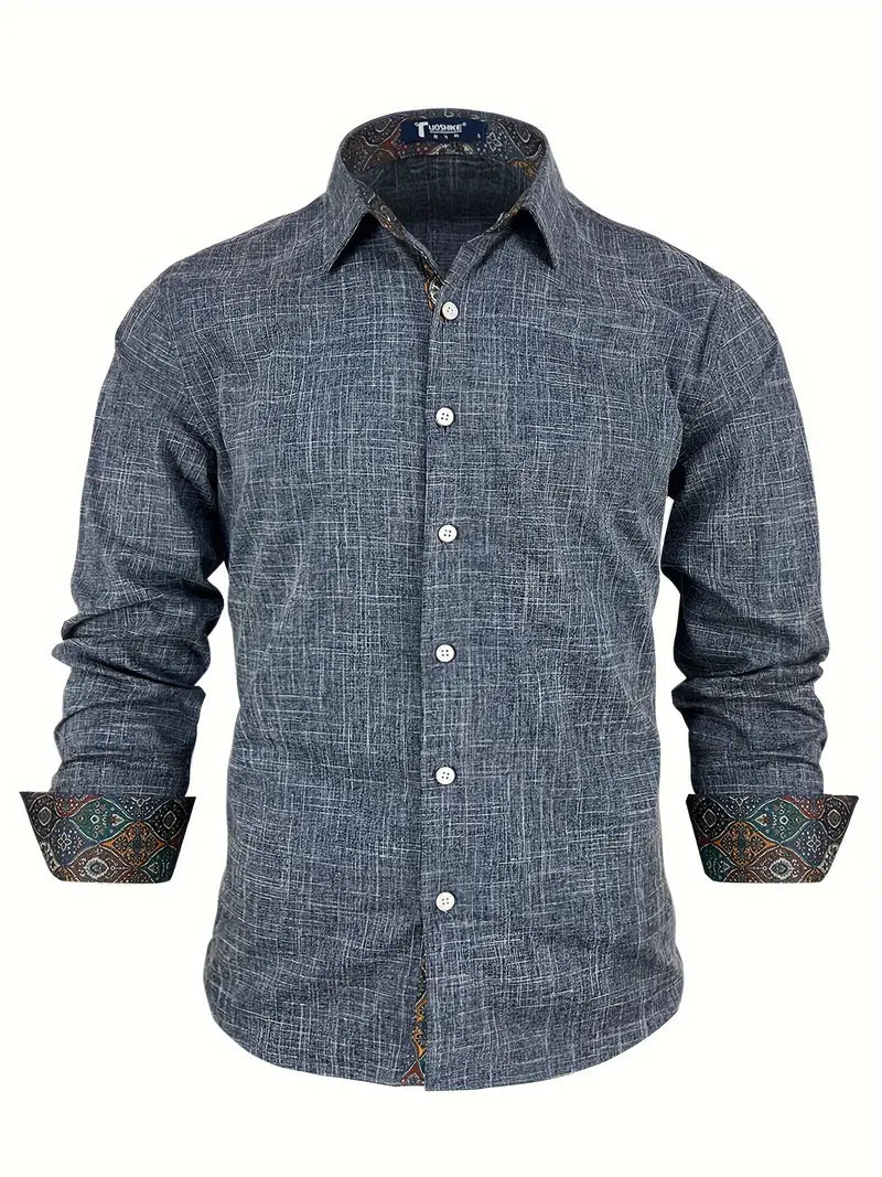 Men's Two-Tone Trim Modern Fit Button-Down Shirt