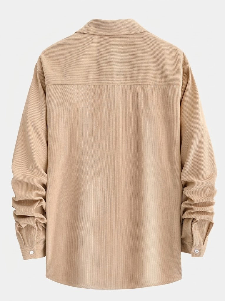 Men's Corduroy Button Shirt with Jogger Trousers Relaxed Autumn