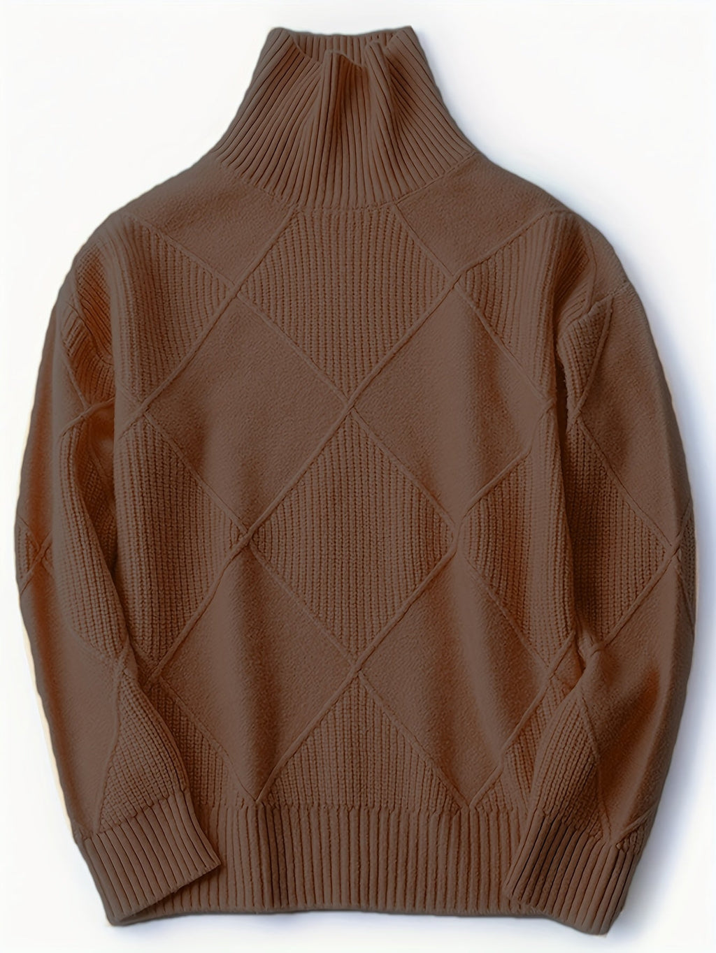 Women's Insulating Knit Turtleneck with Diamond Stitch Detail